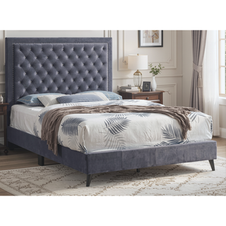 Sunvega Stylish Casual Gray Queen Bed Frame with Durable Support