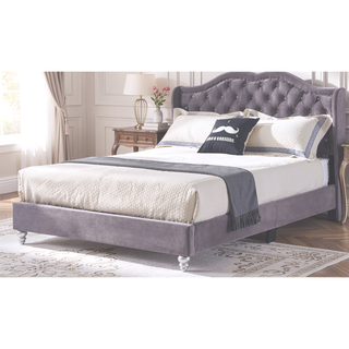 Sunvega Full Upholstered Bed with Sturdy Frame and Transitional Gray Design