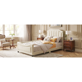 Sunvega Twin Size Upholstered Daybed with Stripe Headboard for Kids Bedroom