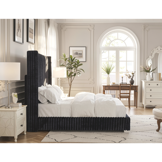 Sunvega Contemporary White Fur Chenille Fabric Mattress Ready Queen Size Bed