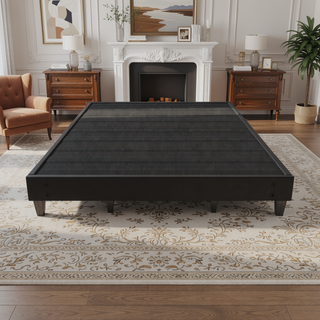 Sunvega Easy Assembly Modern Faux-Wood Legs Fabric Covered Twin Bed Frame