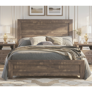 Sunvega Natural Finish Full Bed with Headboard Footboard and Rails