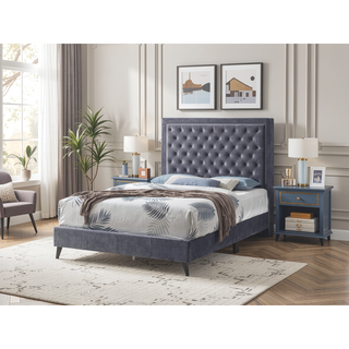 Sunvega Stylish Casual Gray Queen Bed Frame with Durable Support