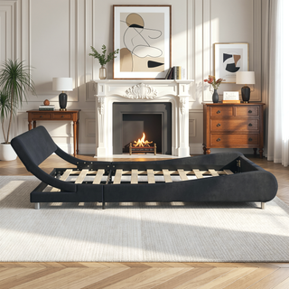 Sunvega Faux Leather Upholstered Queen Size Platform Bed Frame with RGB LED Lighting
