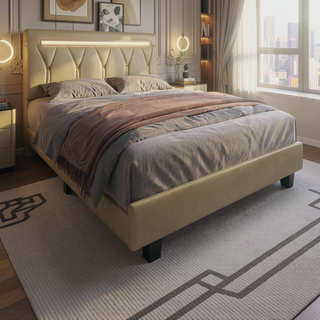 Sunvega Queen Size LED Bed Frame with RGB Ambiance & Charging Hub