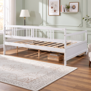 Sunvega Full Size Wood Daybed with Two Drawers for Extra Storage Space, White