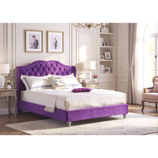Sunvega Transitional Purple Upholstered Full Bed with Sturdy Frame for Bedroom