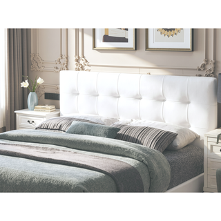 Sunvega Modern Style White Faux Leather Rectangle Headboard Full Size Bed