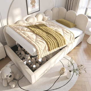 Sunvega Velvet Upholstered Ottoman Daybed With Hydraulic Storage And Metal Frame