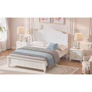 Sunvega Retro Style Solid Wood Platform Bed Frame with Slat Support for Full Size Mattress