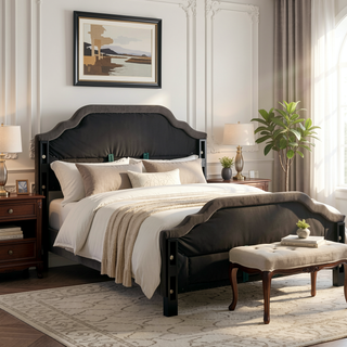 Sunvega Queen Size Upholstered Headboard with Tufted Design and Nailhead Trim