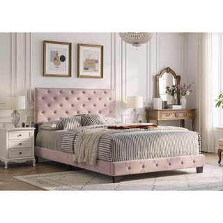 Sunvega Bold Pink Transitional King Bed for Comfortable Nightly Support