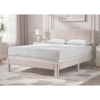 Sunvega Pink Ribbed Upholstered Headboard with Low-Profile Frame for Youth Bedroom