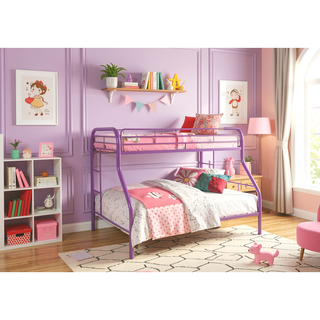 Sunvega Twin/Full Metal Bunk Bed with Slat System and Guardrail