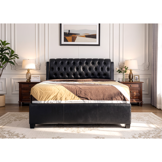 Sunvega Modern Black King-Sized Bed with Timeless Design for Bedroom