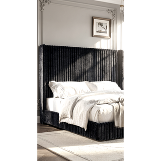 Sunvega Contemporary White Fur Chenille Fabric Mattress Ready Queen Size Bed