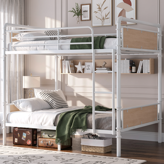 Sunvega Industrial Twin XL over Twin XL Metal Bunk Bed with Safety Rails and Ladder