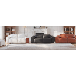Sunvega Genuine Italian Leather Power Recliner with USB Charger and Chrome Legs