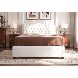 Sunvega Modern White Queen Bed with Clean Design for Versatile Room Decor