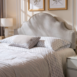 Sunvega Upholstered Queen Size Headboard with Durable Metal Legs and Nailhead Trim