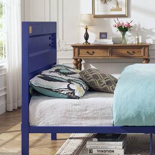 Sunvega Cargo Container Themed Metal Full Platform Bed with Headboard and Footboard