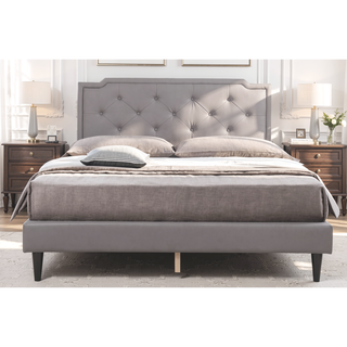 Sunvega Stylish Casual Gray Queen Bed Frame with Durable Support