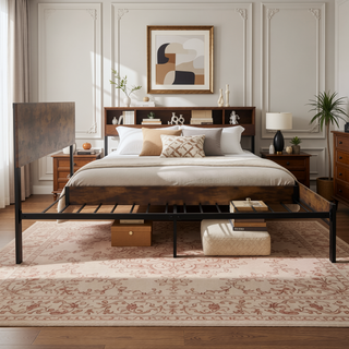 Sunvega Modern Sturdy Twin Size Metal Bed Frame with Strong Steel Structure for Bedroom