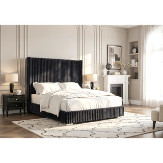 Sunvega Contemporary White Fur Chenille Fabric Mattress Ready Queen Size Bed