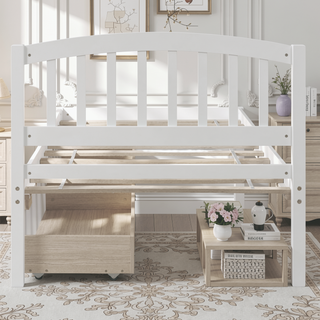 Sunvega Twin Wood Platform Storage Bed Frame with Two Drawers and Headboard