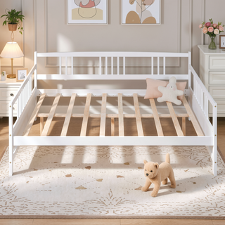 Sunvega Full Size Daybed with Support Legs and Additional Storage Space in White