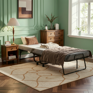 Sunvega Portable Single Size Folding Bed with Memory Foam Mattress and Steel Frame
