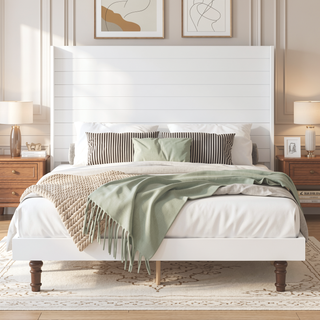 Sunvega Stylish High Headboard Bed with 54 Inch Design for Reading and Relaxing