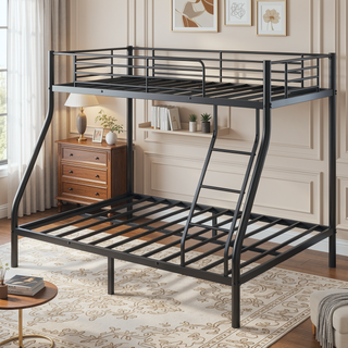 Sunvega Twin Over Full Metal Bunk Bed with Sturdy Construction for Adults and Teens
