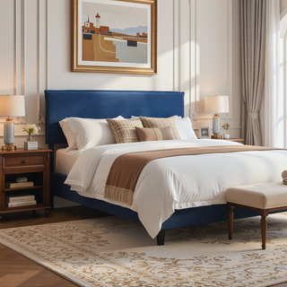 Sunvega King Upholstered Pillow Headboard with Classic Geometric Tufting and Linen Fabric