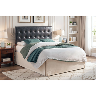 Sunvega Pink Faux Leather Tufted Panel Headboard with Adjustable Height