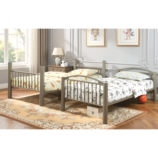 Sunvega Contemporary Metallic Gold Twin Over Twin Full Metal Bunk Bed with Movable Ladder