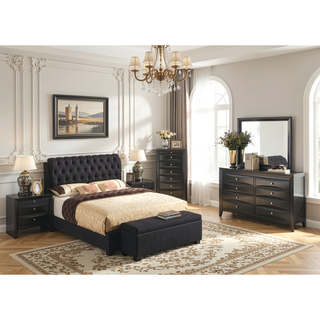 Sunvega Modern Black King-Sized Bed with Timeless Design for Bedroom