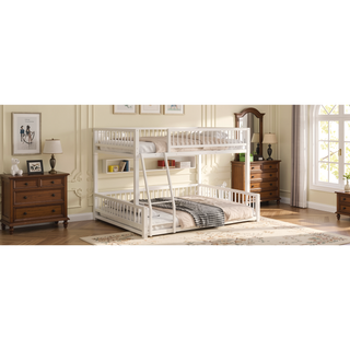 Sunvega Heavy Duty Twin XL over Queen Metal Bunk Bed Frame with Safety Guardrails