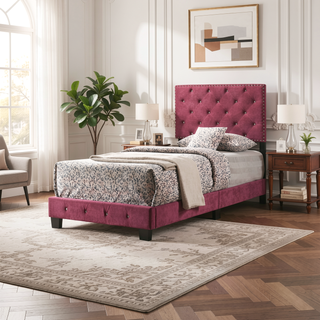 Sunvega Charming Twin Bed In Cherry Finish For Casual Bedroom Decor