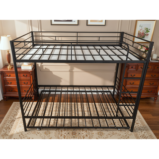 Sunvega Convertible Metal Bunk Bed with Trundle for Extra Guest Sleeping Space