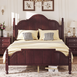 Sunvega Vintage Queen Bed Frame with Headboard and Slats Support