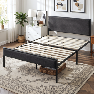 Sunvega Hudson King Platform Bed Frame with Upholstered Headboard and Footboard