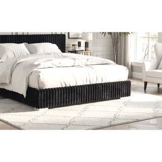 Sunvega Contemporary White Fur Chenille Fabric Mattress Ready Queen Size Bed