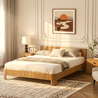 Sunvega Queen Size Bed Frame with Storage Headboard and Built-in Charging Station