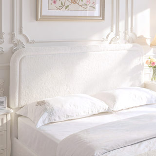 Sunvega Queen Size Ivory Boucle Upholstered Platform Bed with 4 Storage Drawers