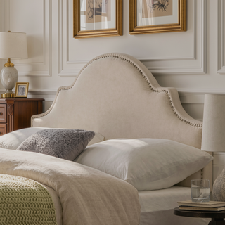 Sunvega Upholstered Queen Size Headboard with Durable Metal Legs and Nailhead Trim