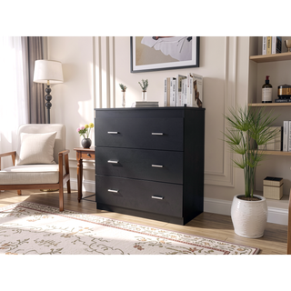 Sunvega Modern Three Drawer Dresser with Metal Handles and Superior Top
