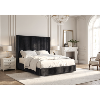 Sunvega Contemporary White Fur Chenille Fabric Mattress Ready Queen Size Bed