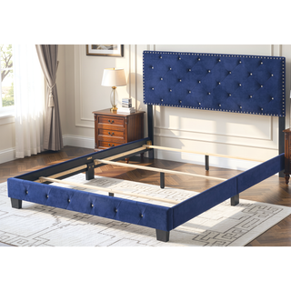 Sunvega Navy Blue Full Bed with Durable Construction for Modern Spaces