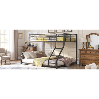 Sunvega Modern Metal Bunk Bed with Sloping Stairs Full XL Over Queen